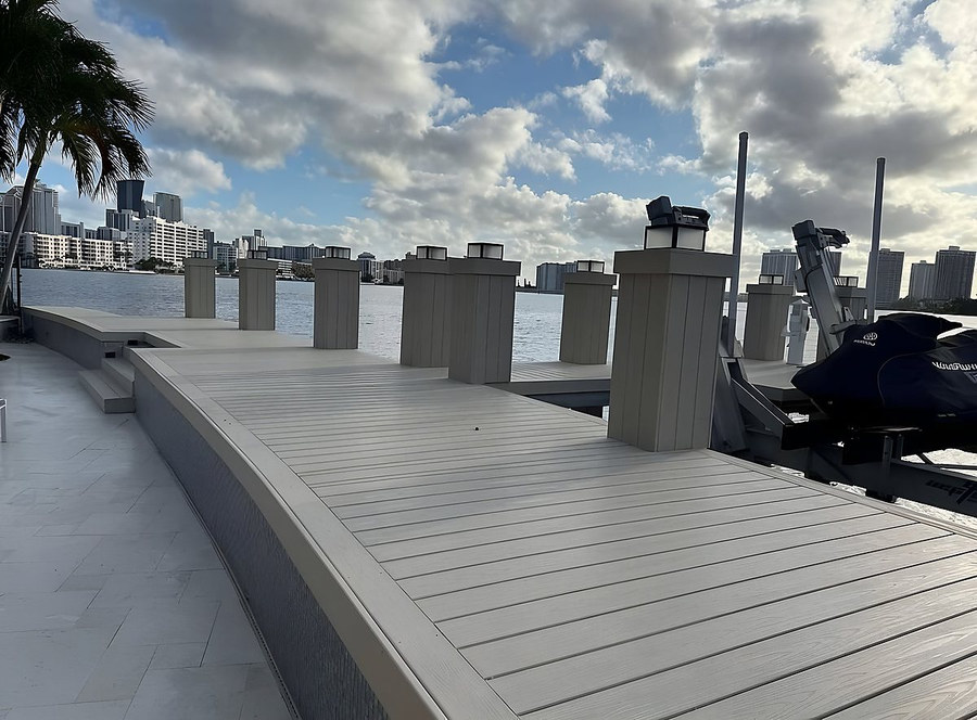 Multi-level dock and boat lift system on South Florida waterway