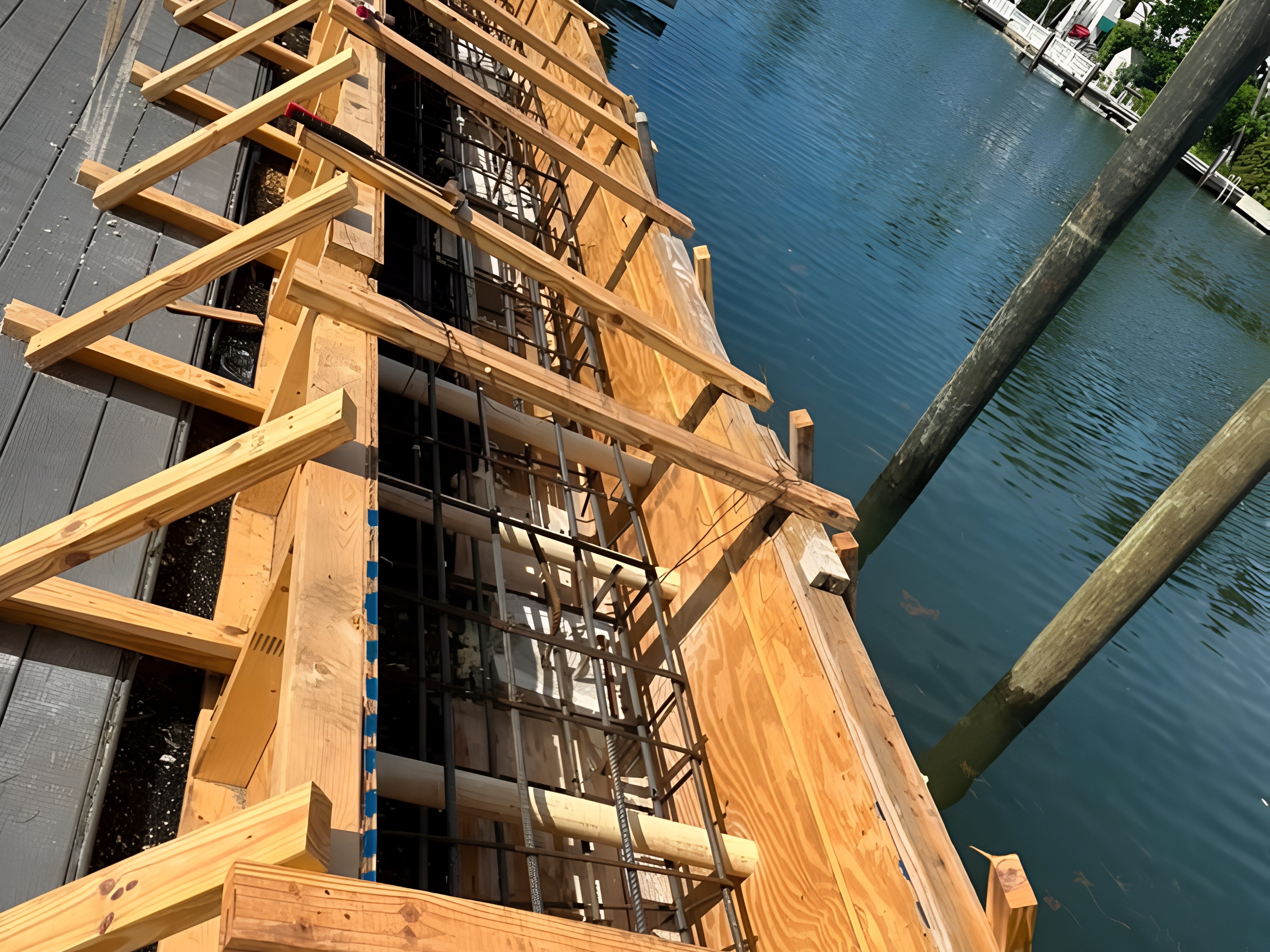 Seawall full-length rebar cage assembly — Contour Marine South Florida